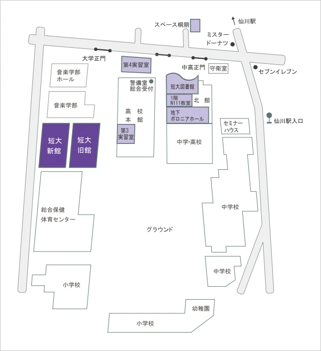 仙川キャンパス校舎配置図